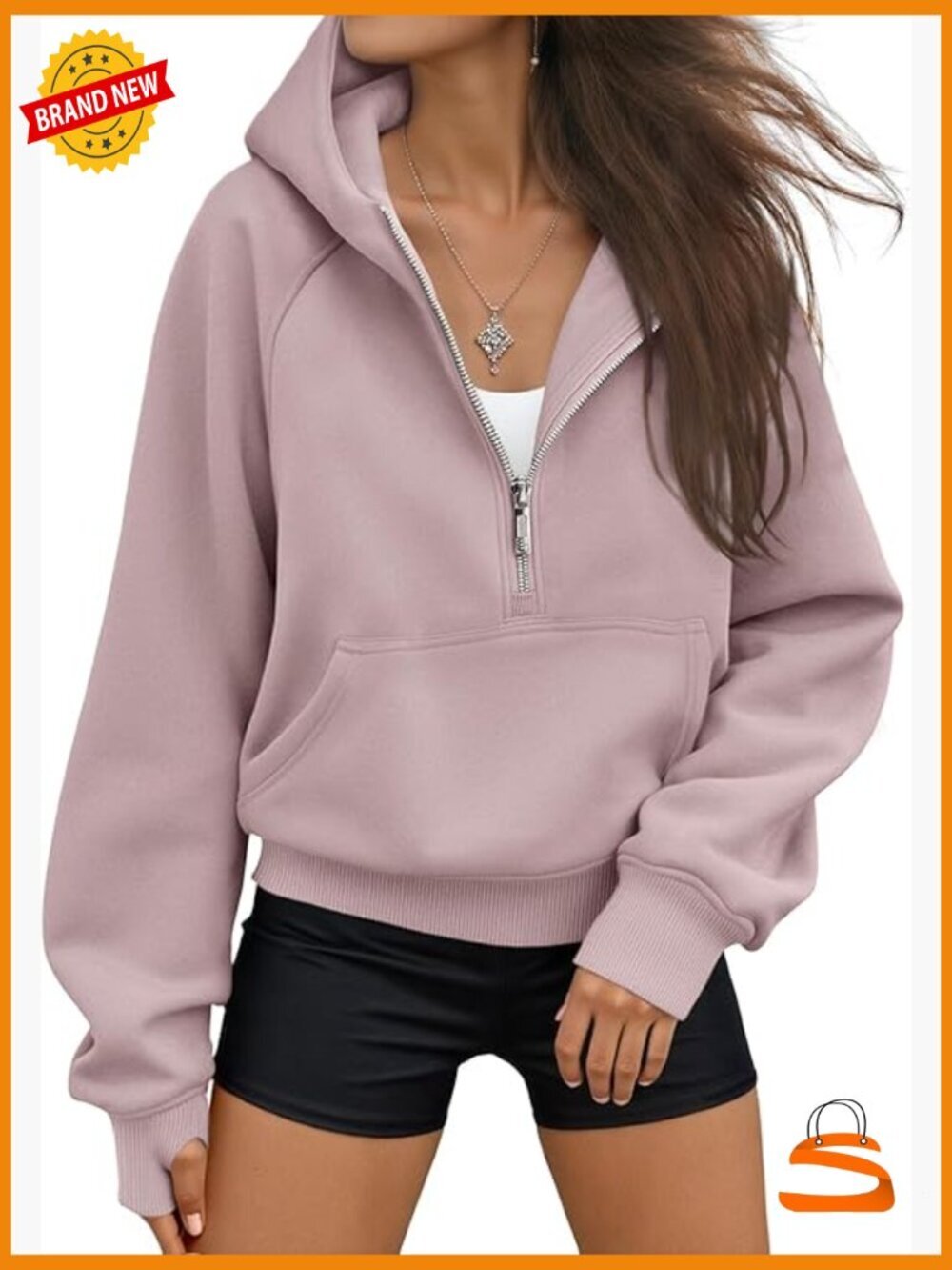 Women's Fleece Hoodie Zip Up Oversized Crop Sweatshirt Y2K Workout Top